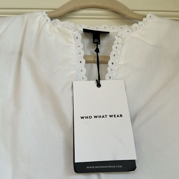 NEW With Tag Pretty Tiered Cotton Dress With Puff Sleeve By Who What Wear - Picture 6 of 9